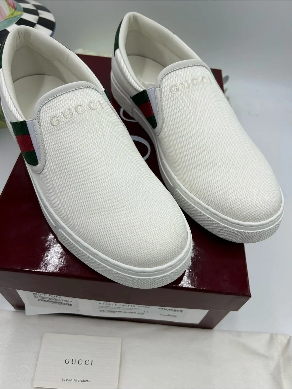 Men's Gucci ace slip on sneakers size 11 fits 12 US made in Italy